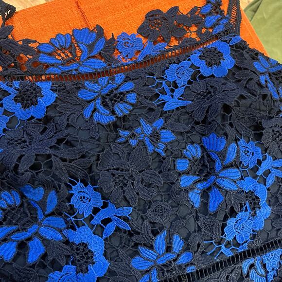 T Tahari Blue Lace A-Line Dress Size Small Elegant Cocktail Party Wedding Guest - Picture 10 of 16